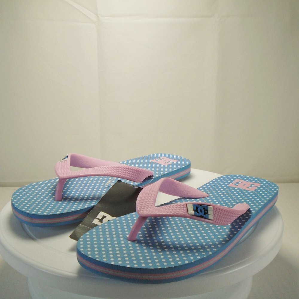 D&G Spray Graffik Blue & Pink Girls Flip Flops Size 3